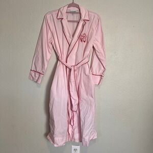 GANNI Pink Embroidered Monogram Robe Cotton Organic Size 32